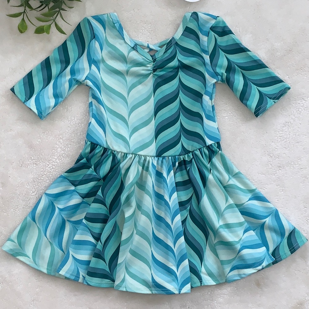 NWT Dot Dot Smile 12-24M Green Blue Dress